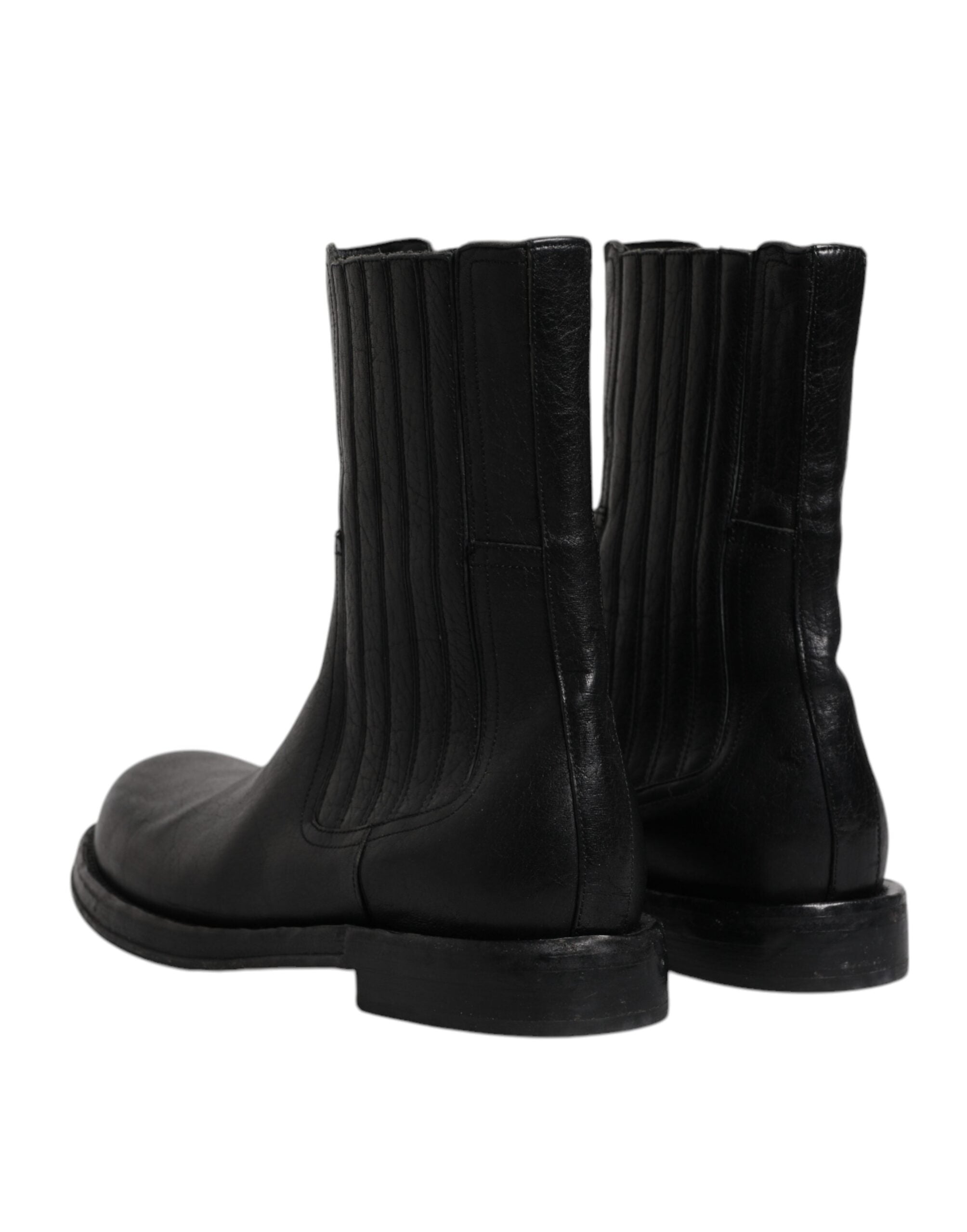 Dolce & Gabbana Black Horse Leather Mid Calf Boots Shoes -   -  Dolce & Gabbana.
