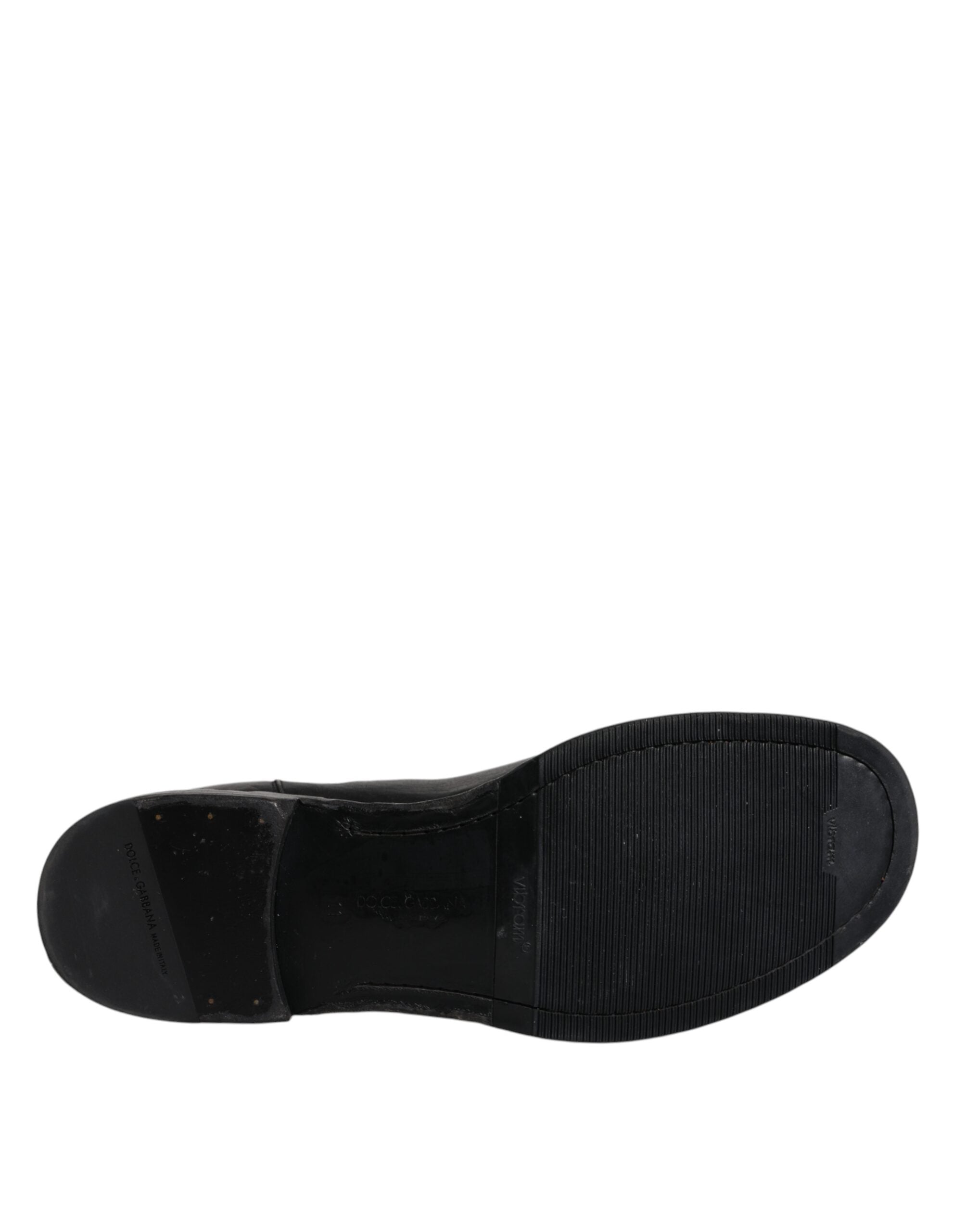 Dolce & Gabbana Black Horse Leather Mid Calf Boots Shoes -   -  Dolce & Gabbana.