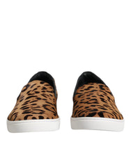 Dolce & Gabbana Brown Calfskin Fur Leopard Men Sneakers Shoes -   -  Dolce & Gabbana.