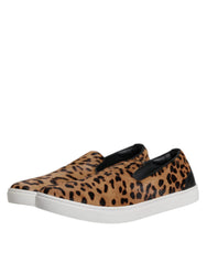 Dolce & Gabbana Brown Calfskin Fur Leopard Men Sneakers Shoes -   -  Dolce & Gabbana.