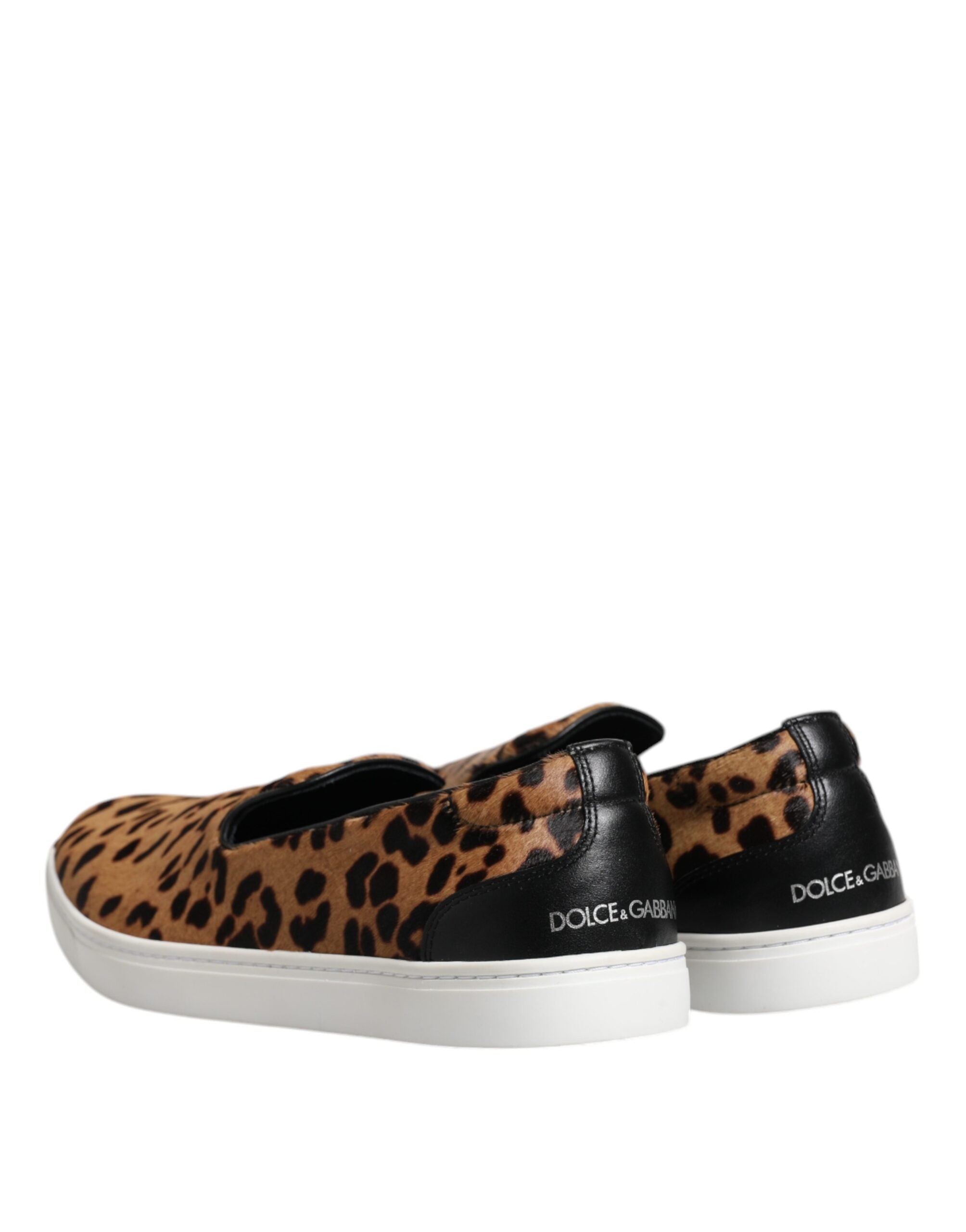 Dolce & Gabbana Brown Calfskin Fur Leopard Men Sneakers Shoes -   -  Dolce & Gabbana.