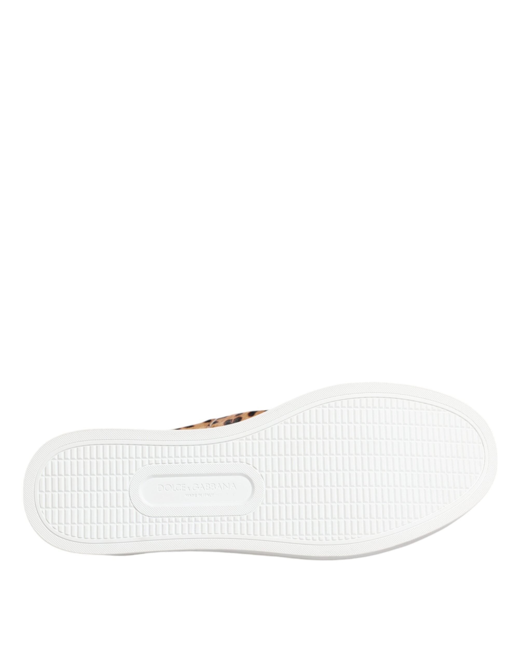 Dolce & Gabbana Brown Calfskin Fur Leopard Men Sneakers Shoes -   -  Dolce & Gabbana.