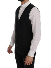 Dolce & Gabbana Black STAFF Cotton Striped Vest -  Vests for Men Suits -  Dolce & Gabbana.