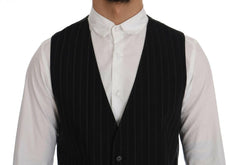 Dolce & Gabbana Black STAFF Cotton Striped Vest -  Vests for Men Suits -  Dolce & Gabbana.