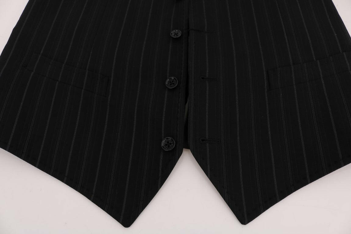 Dolce & Gabbana Black STAFF Cotton Striped Vest -  Vests for Men Suits -  Dolce & Gabbana.