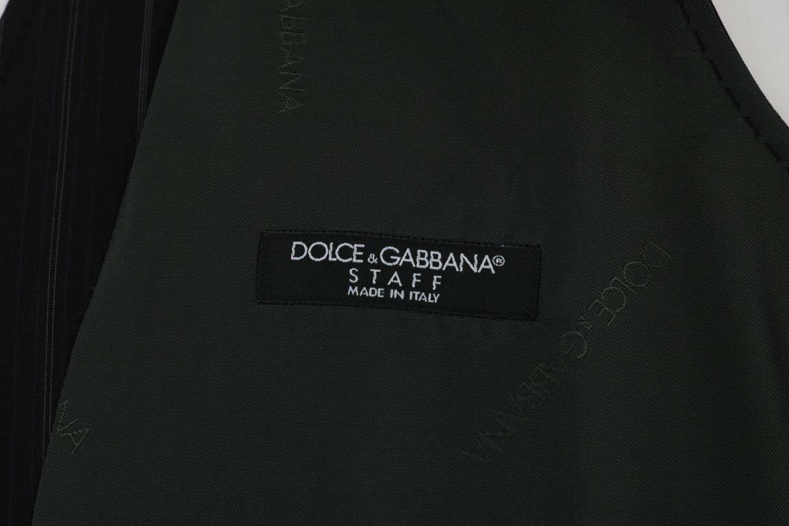 Dolce & Gabbana Black STAFF Cotton Striped Vest -  Vests for Men Suits -  Dolce & Gabbana.