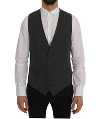 Dolce & Gabbana Gray STAFF Cotton Striped Vest -  Vests for Men Suits -  Dolce & Gabbana.
