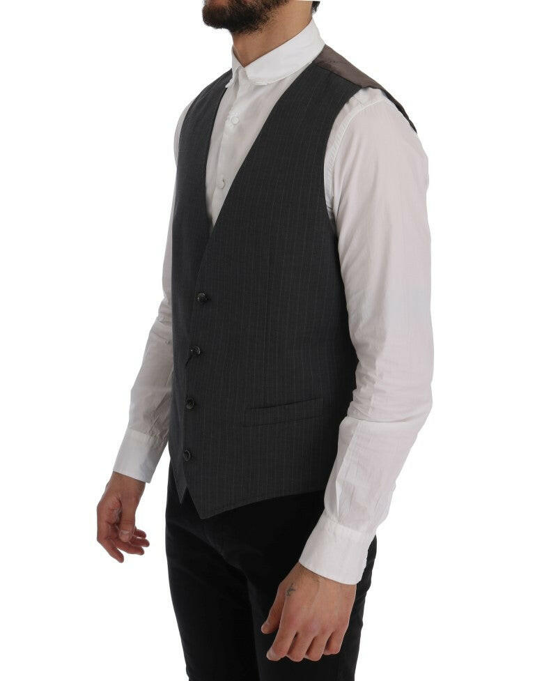 Dolce & Gabbana Gray STAFF Cotton Striped Vest -  Vests for Men Suits -  Dolce & Gabbana.