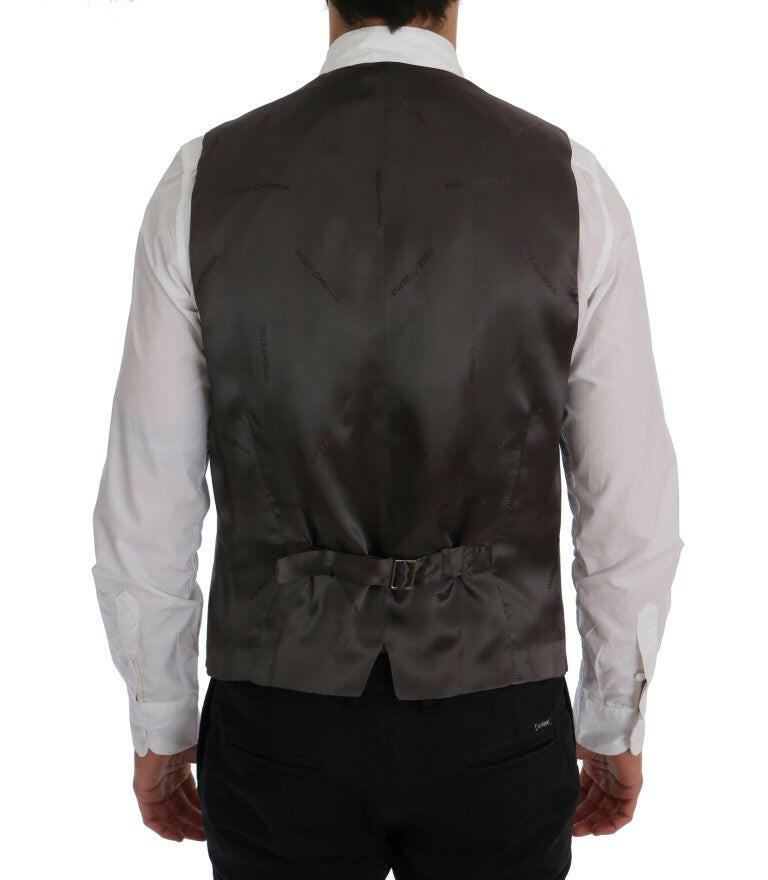 Dolce & Gabbana Gray STAFF Cotton Striped Vest -  Vests for Men Suits -  Dolce & Gabbana.