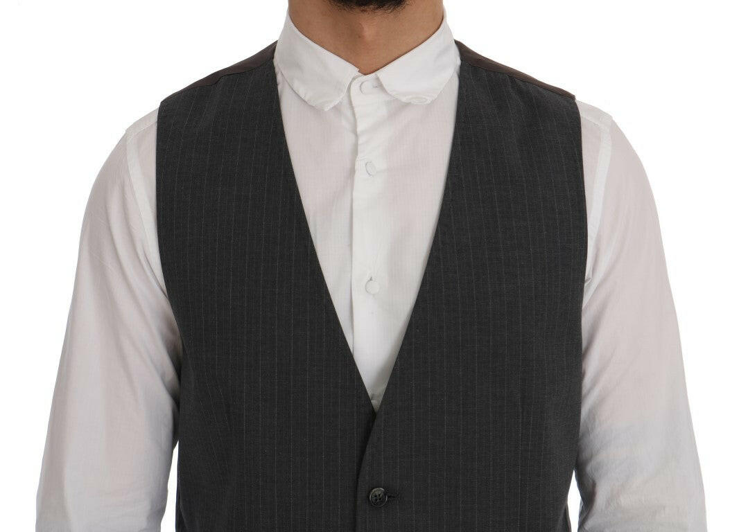 Dolce & Gabbana Gray STAFF Cotton Striped Vest -  Vests for Men Suits -  Dolce & Gabbana.
