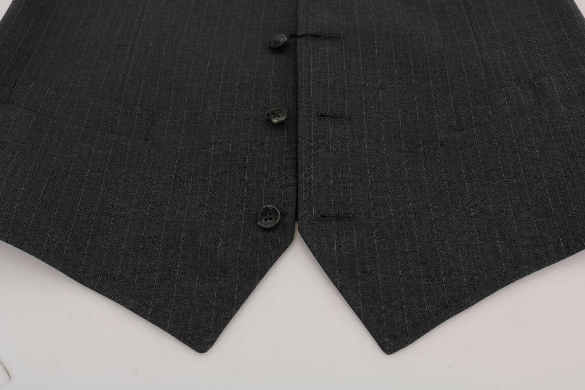 Dolce & Gabbana Gray STAFF Cotton Striped Vest -  Vests for Men Suits -  Dolce & Gabbana.