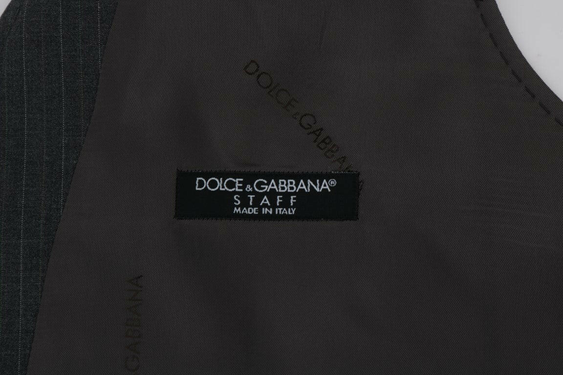 Dolce & Gabbana Gray STAFF Cotton Striped Vest -  Vests for Men Suits -  Dolce & Gabbana.