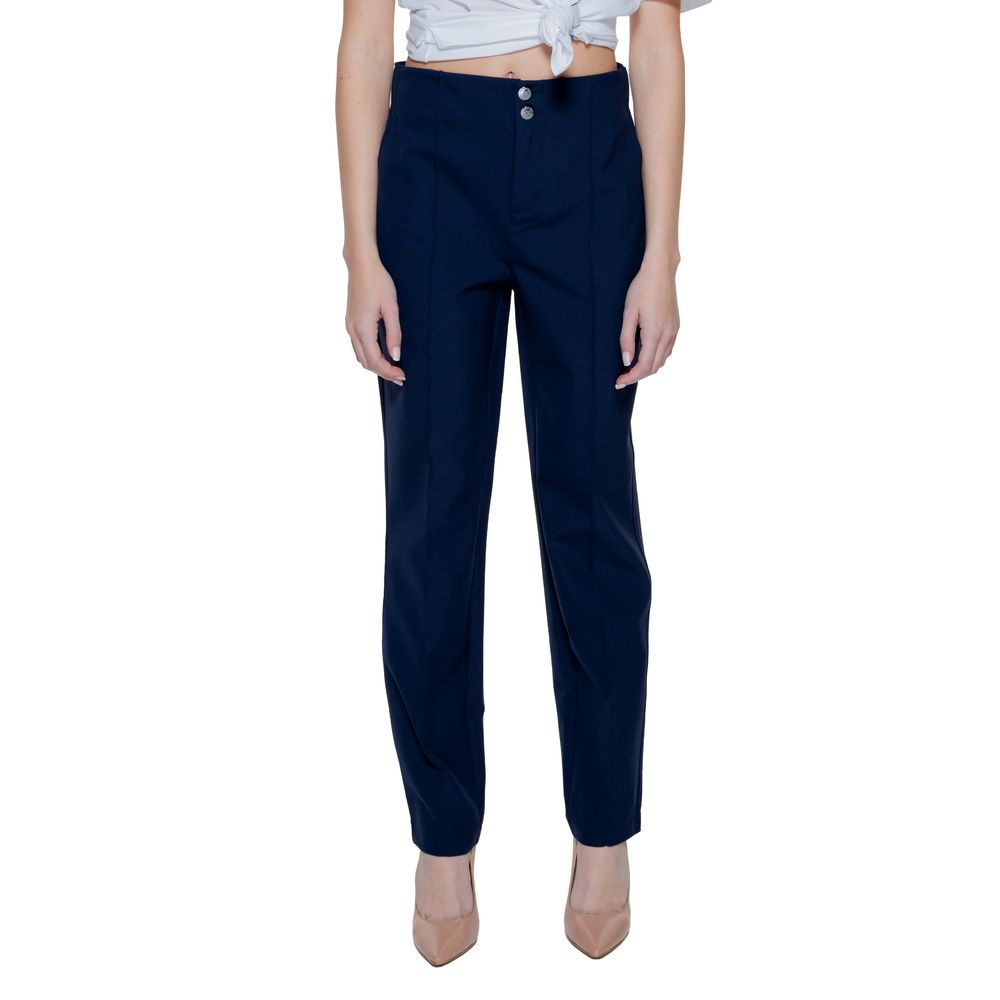 Street One - Sophisticated High-Rise Straight Leg Tailored Trousers - Blue