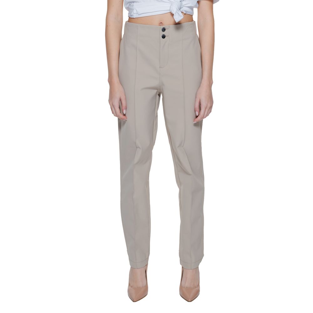 Street One - Polished High-Rise Cigarette Pant with Elastic Back Waist - Beige