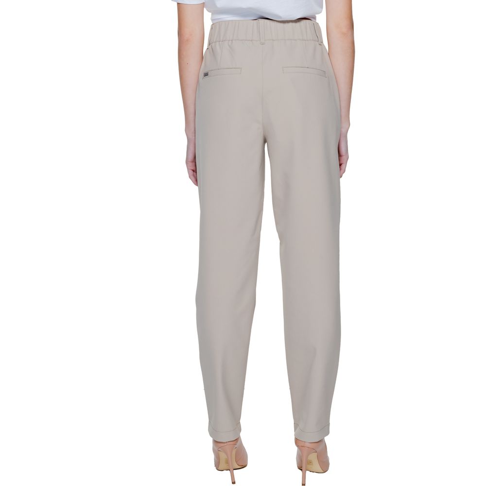Street One - Polished High-Rise Cigarette Pant with Elastic Back Waist - Beige