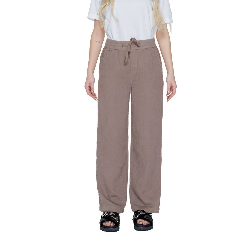 Street One - Effortless Cotton Wide Leg Palazzo Pants - Brown