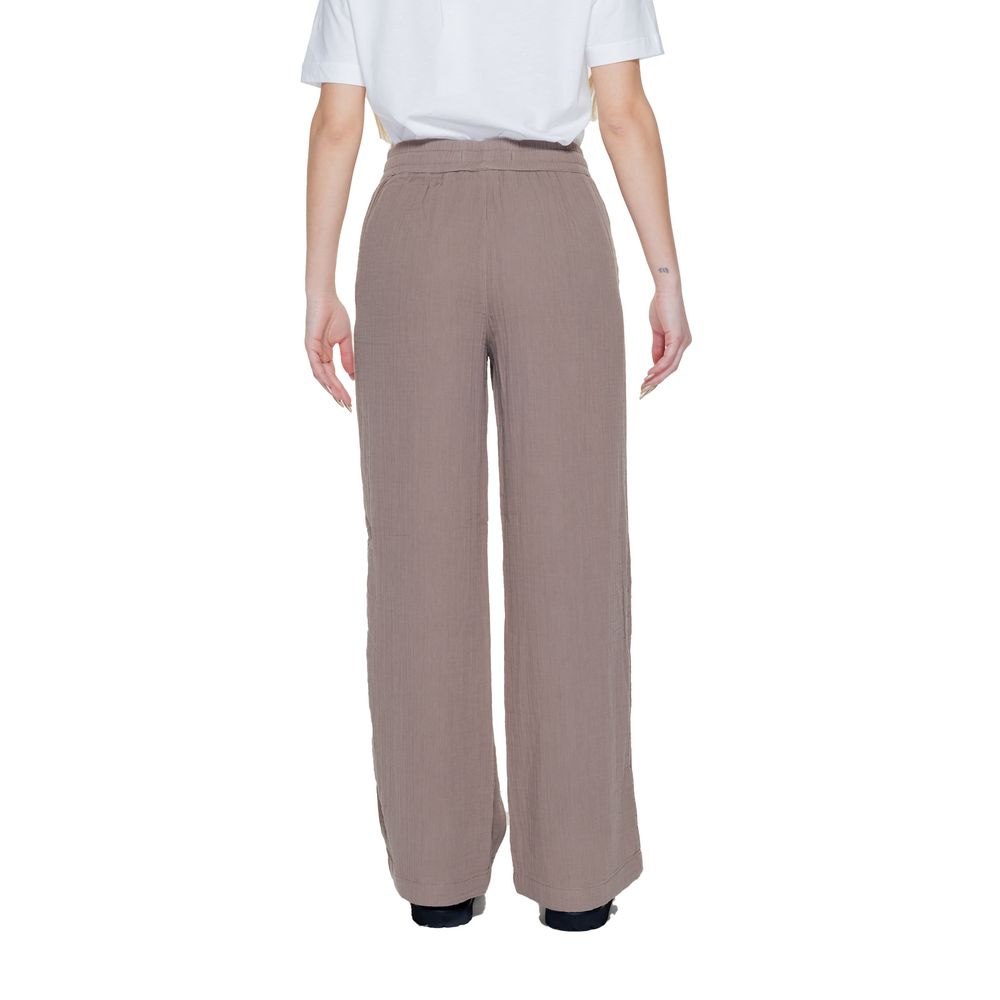 Street One - Effortless Cotton Wide Leg Palazzo Pants - Brown