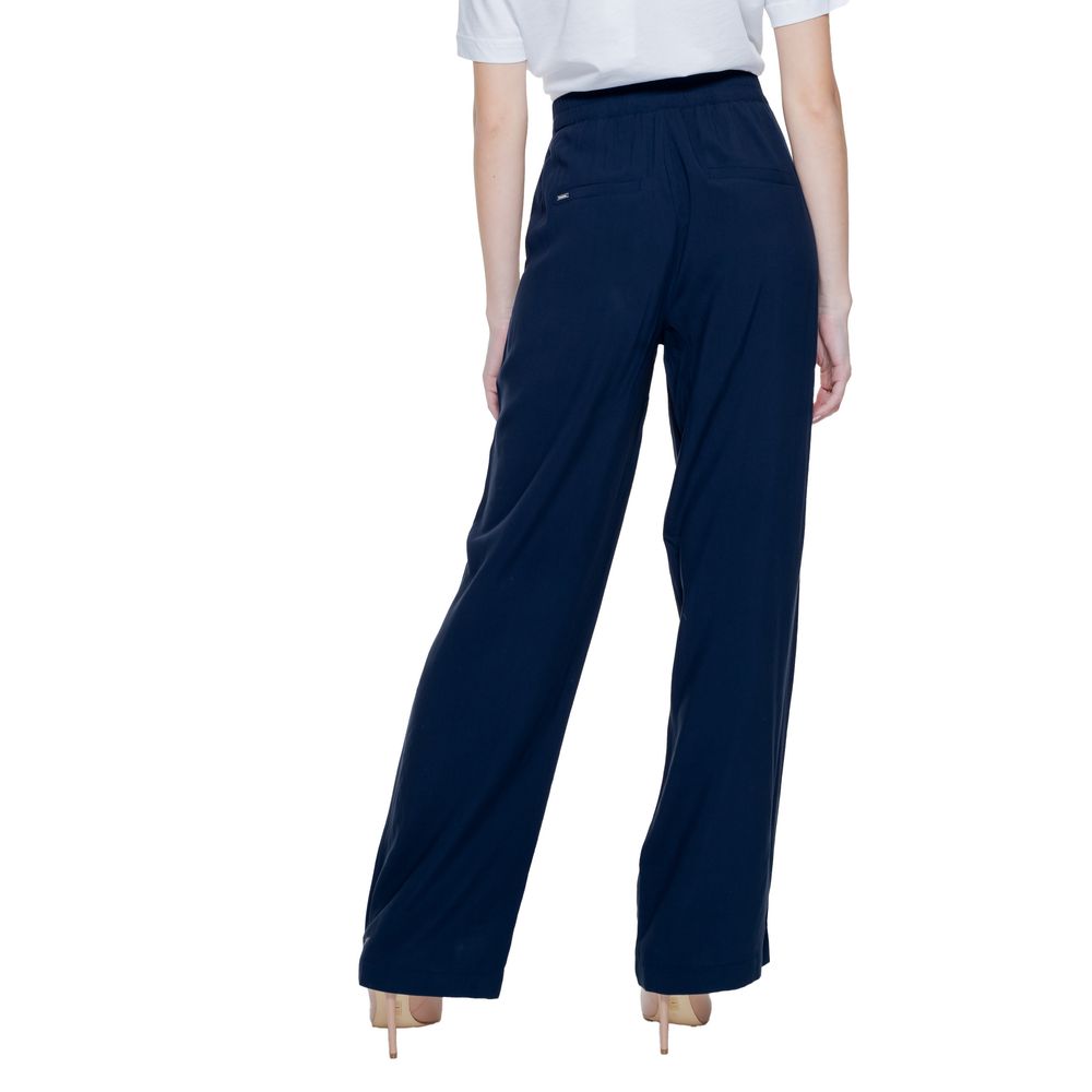 Street One - Elegant High-Waisted Wide Leg Palazzo Trousers - Blue