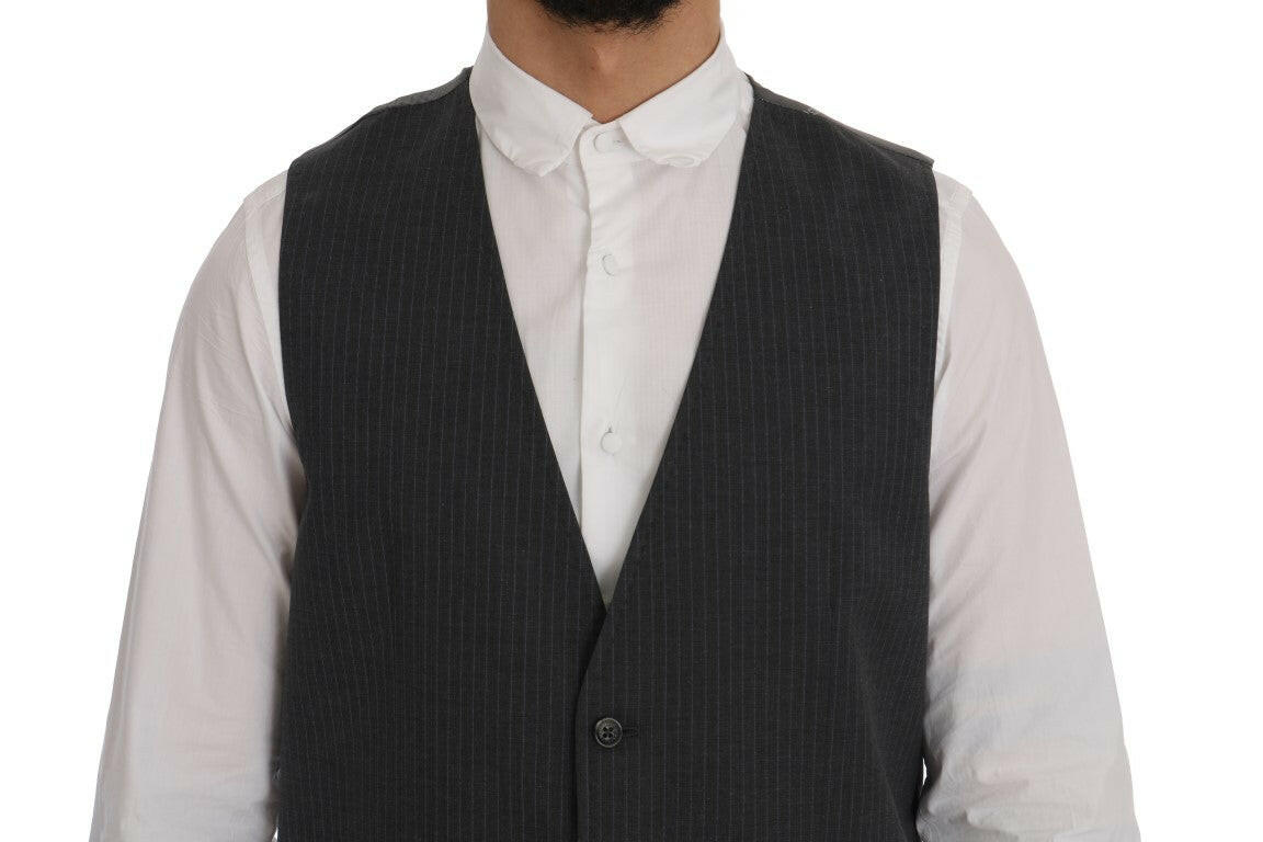 Dolce & Gabbana Gray STAFF Cotton Striped Vest -  Vests for Men Suits -  Dolce & Gabbana.