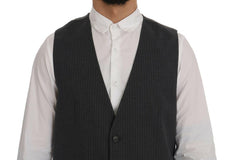 Dolce & Gabbana Gray STAFF Cotton Striped Vest -  Vests for Men Suits -  Dolce & Gabbana.