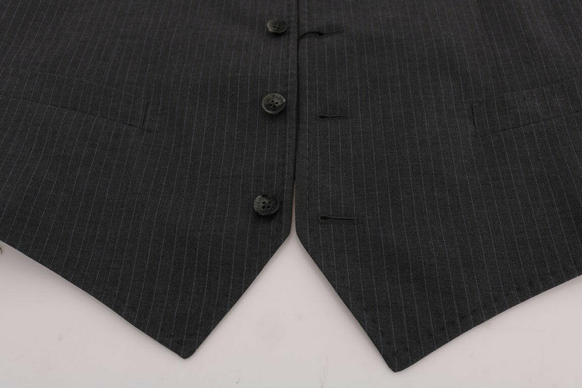 Dolce & Gabbana Gray STAFF Cotton Striped Vest -  Vests for Men Suits -  Dolce & Gabbana.