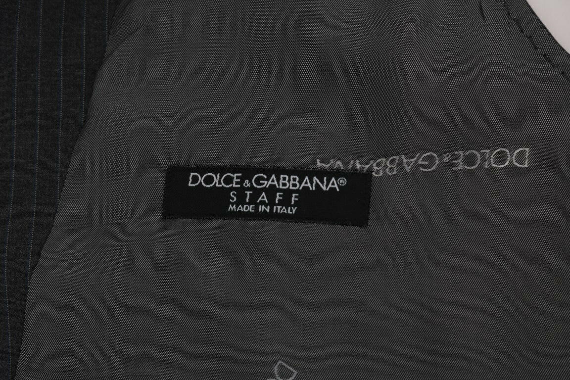 Dolce & Gabbana Gray STAFF Cotton Striped Vest -  Vests for Men Suits -  Dolce & Gabbana.
