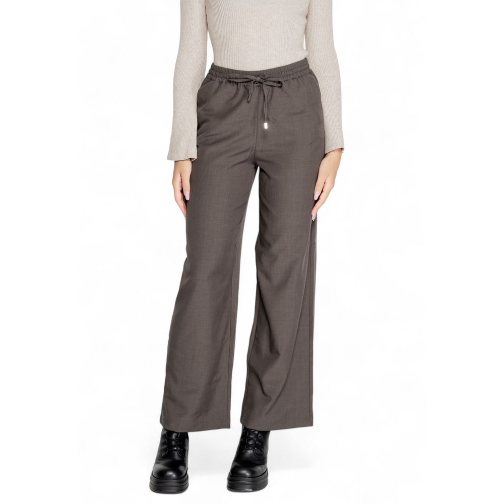 Only - Effortless High-Waist Wide Leg Palazzo Pant - Grey