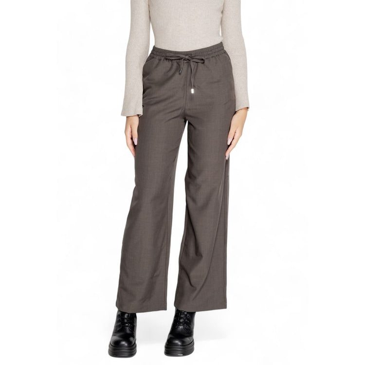 Only - Effortless High-Waist Wide Leg Palazzo Pant - Grey Only