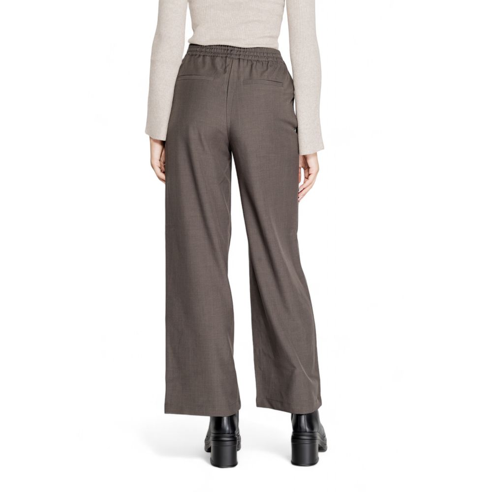 Only - Effortless High-Waist Wide Leg Palazzo Pant - Grey