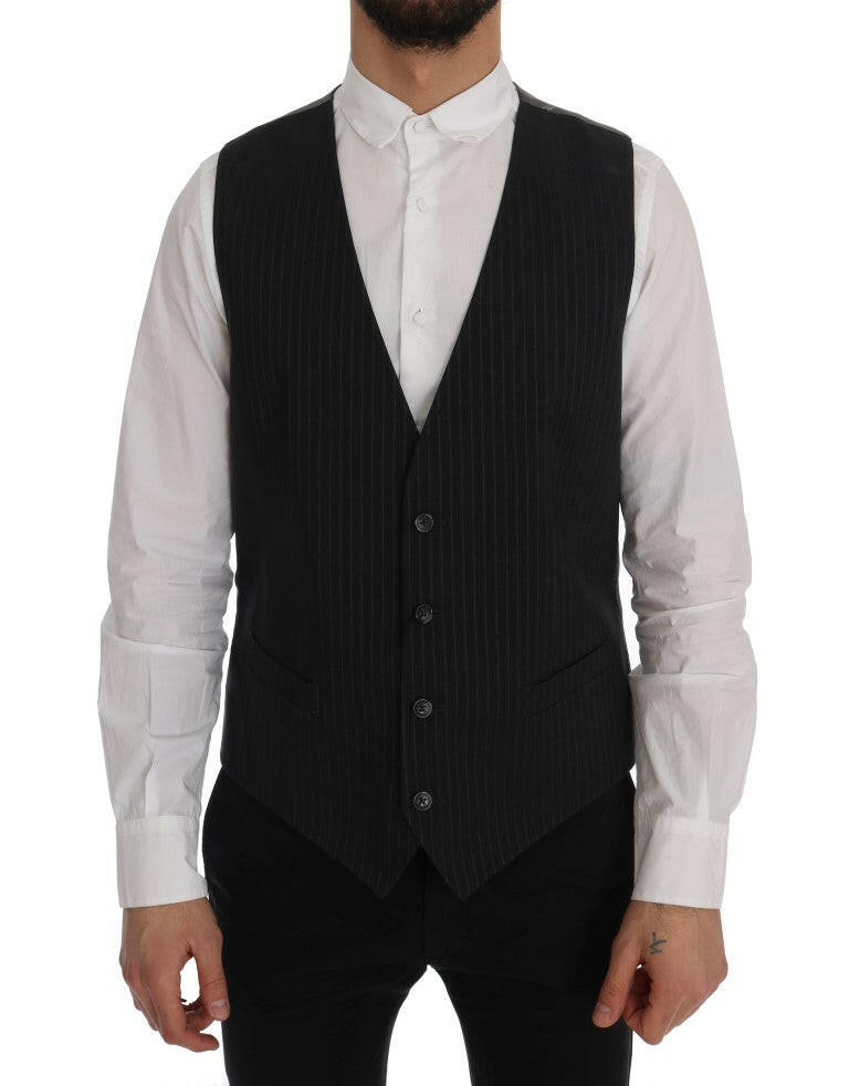 Dolce & Gabbana Gray STAFF Cotton Striped Vest -  Vests for Men Suits -  Dolce & Gabbana.