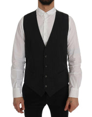 Dolce & Gabbana Gray STAFF Cotton Striped Vest -  Vests for Men Suits -  Dolce & Gabbana.