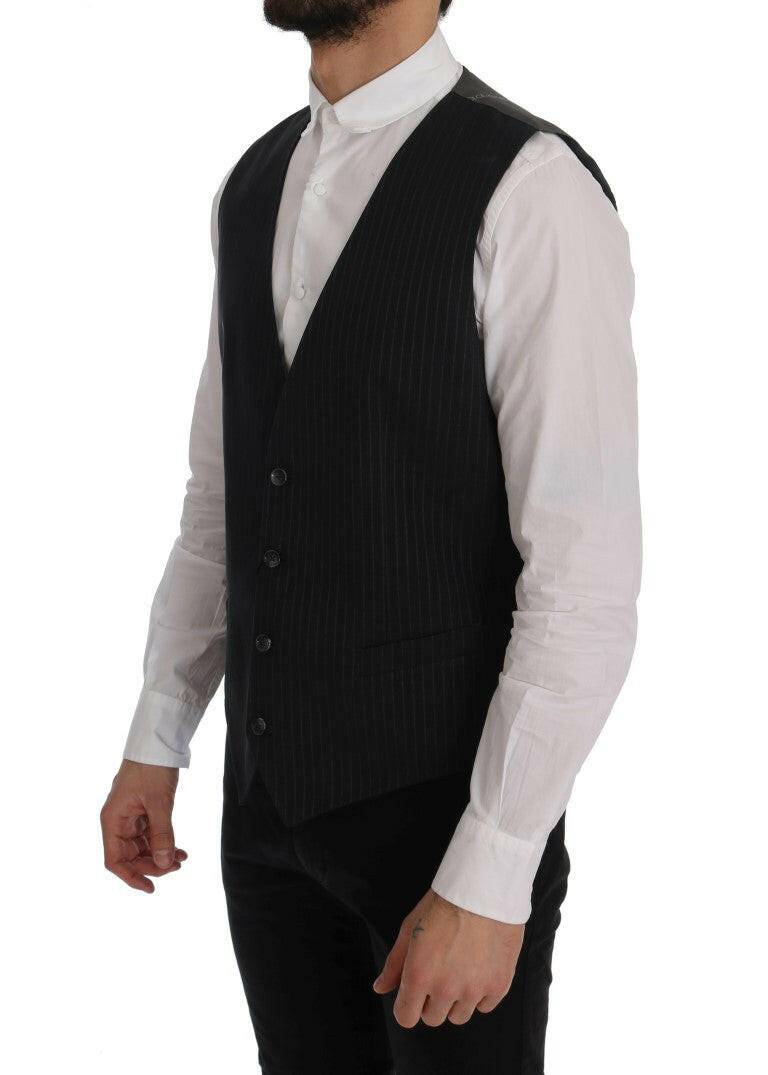 Dolce & Gabbana Gray STAFF Cotton Striped Vest -  Vests for Men Suits -  Dolce & Gabbana.