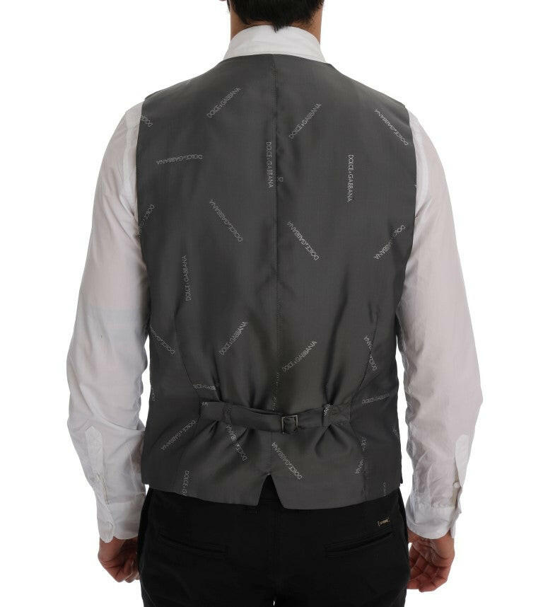 Dolce & Gabbana Gray STAFF Cotton Striped Vest -  Vests for Men Suits -  Dolce & Gabbana.