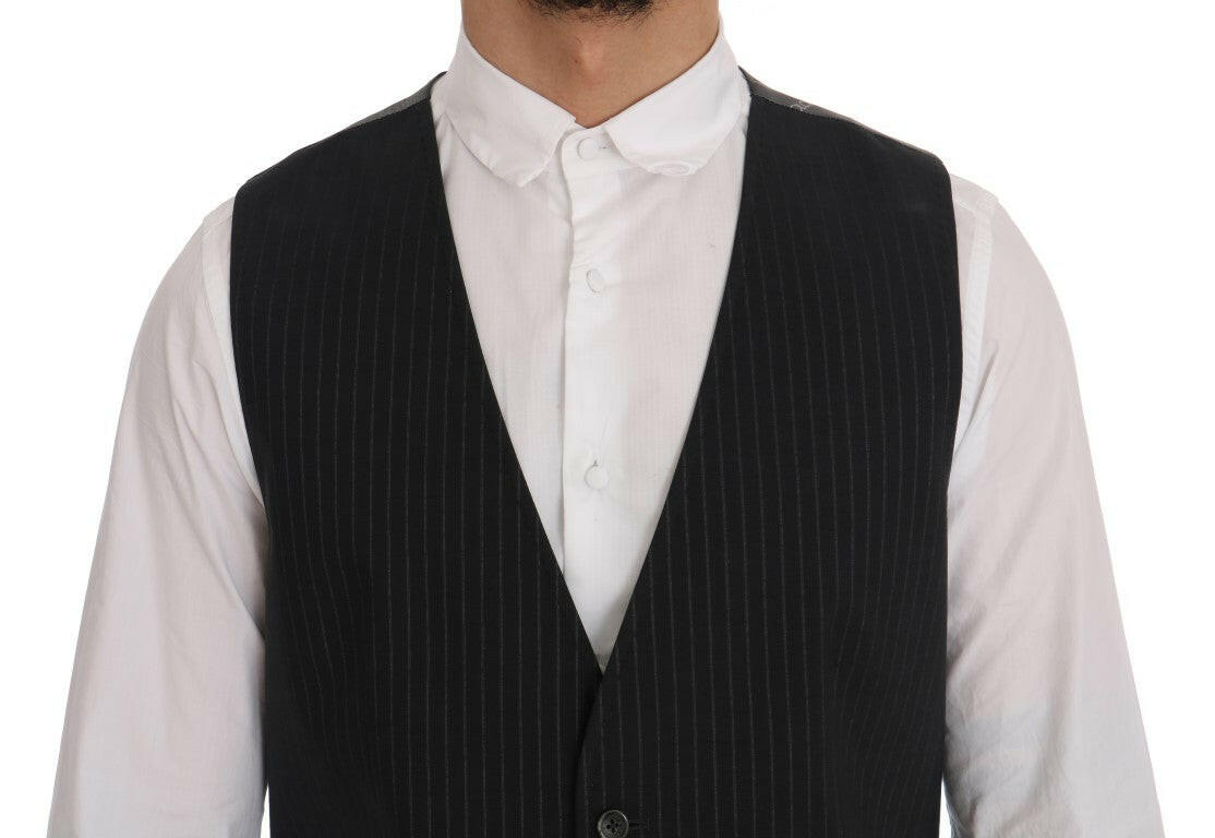 Dolce & Gabbana Gray STAFF Cotton Striped Vest -  Vests for Men Suits -  Dolce & Gabbana.