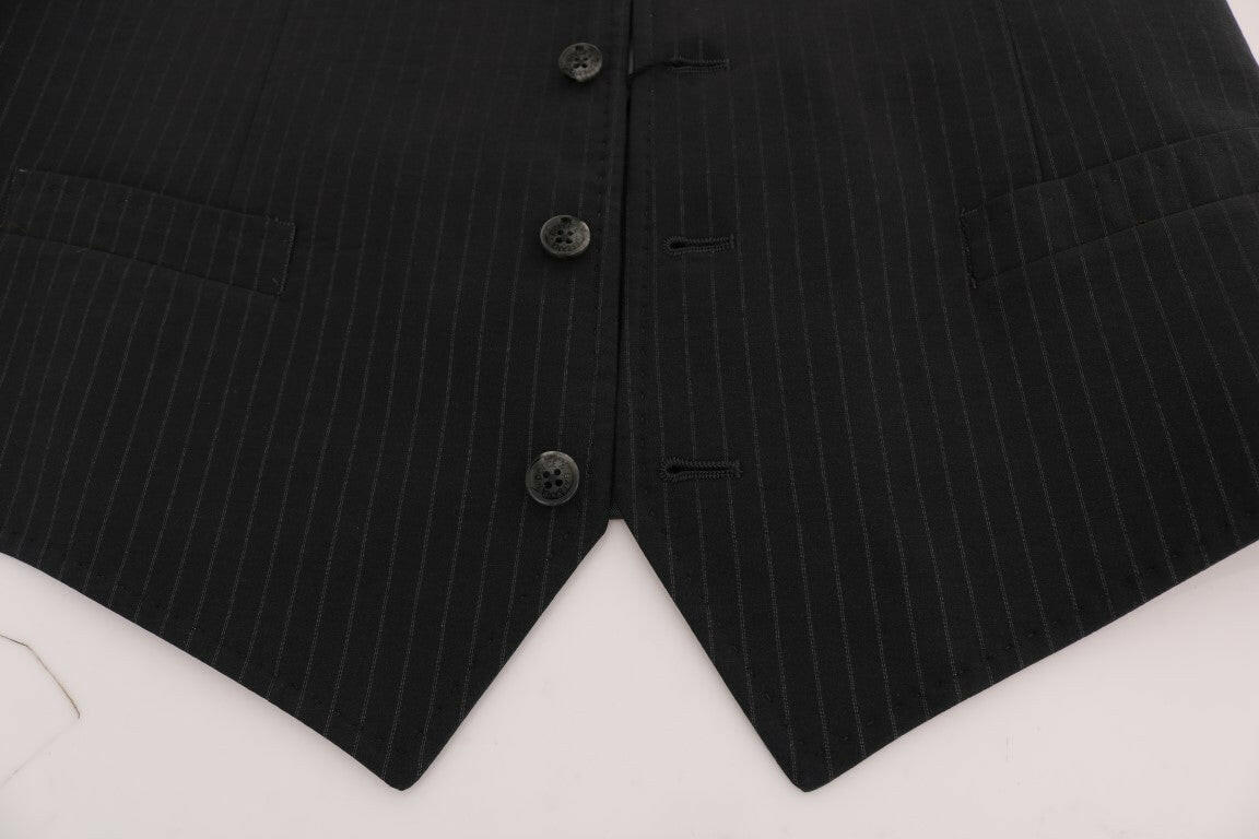 Dolce & Gabbana Gray STAFF Cotton Striped Vest -  Vests for Men Suits -  Dolce & Gabbana.