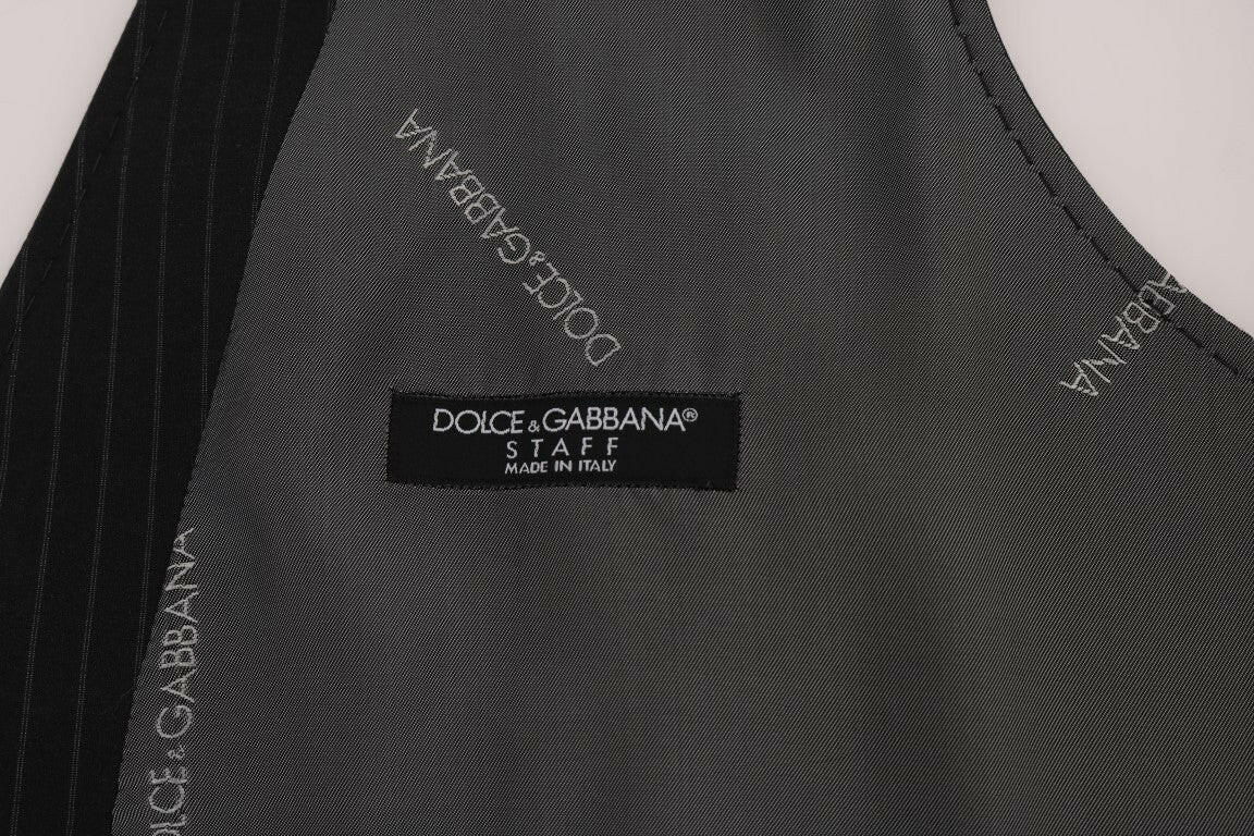 Dolce & Gabbana Gray STAFF Cotton Striped Vest -  Vests for Men Suits -  Dolce & Gabbana.