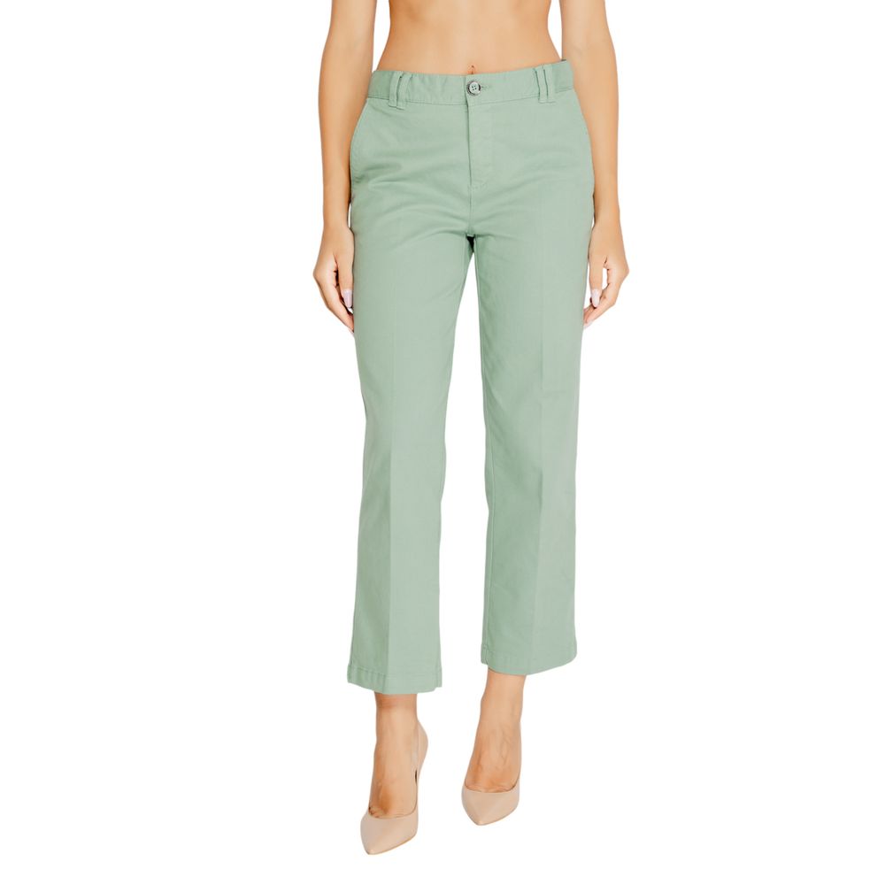 Street One - Elegant Straight Leg Cotton Twill Trousers - Turquoise