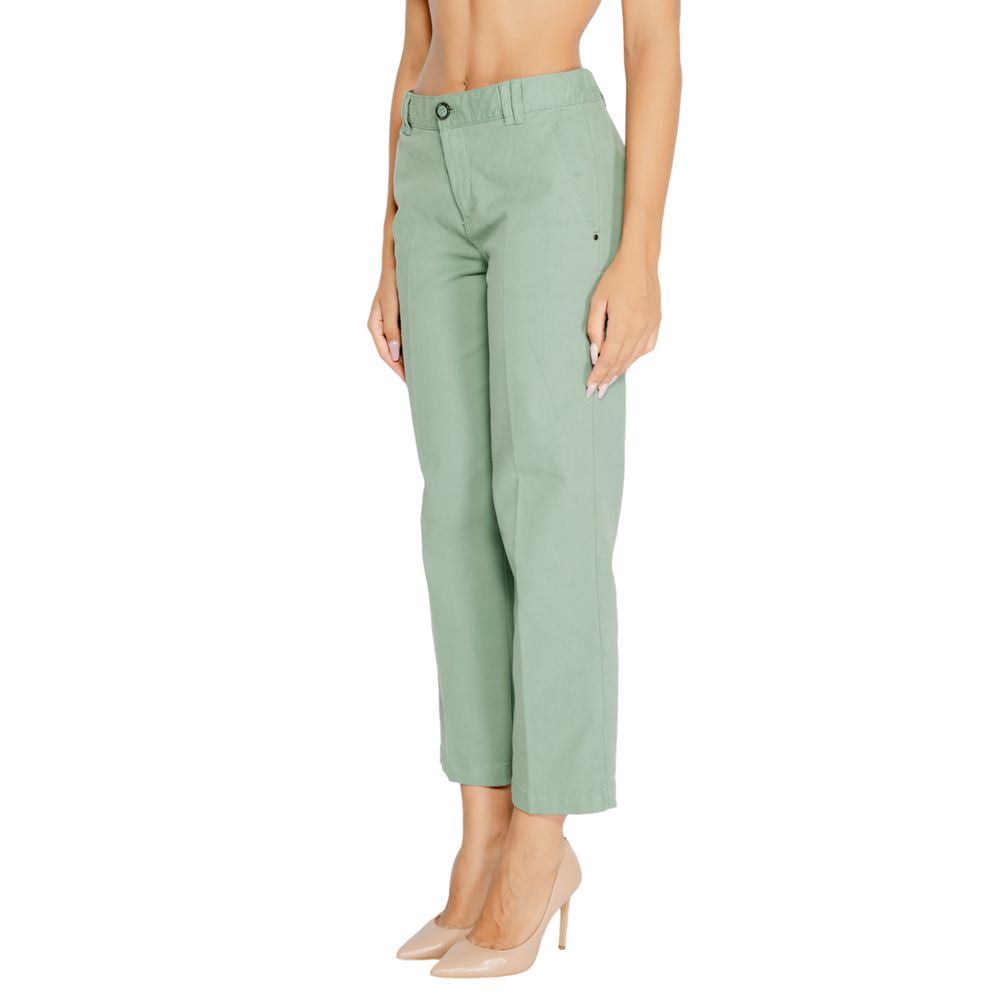 Street One - Elegant Straight Leg Cotton Twill Trousers - Turquoise