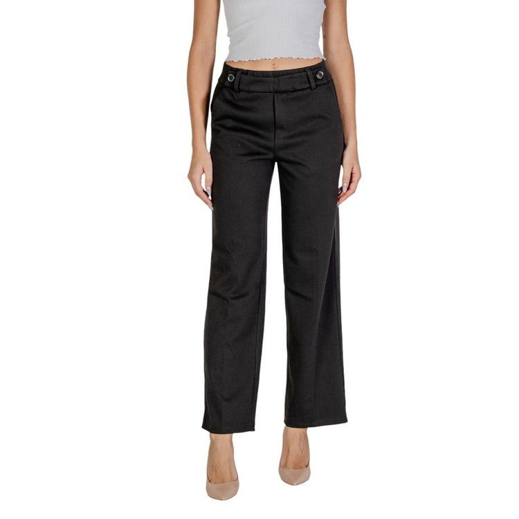 Street One - Polished Regular Fit Straight Leg Trousers - Black Street One