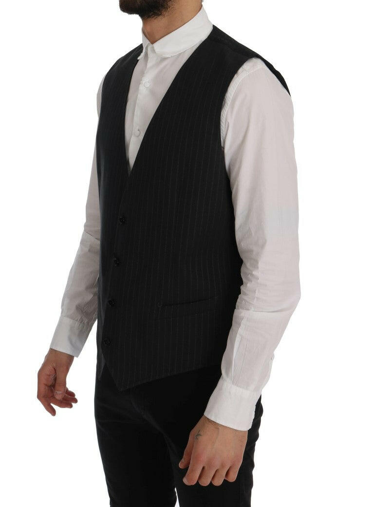 Dolce & Gabbana Gray STAFF Cotton Striped Vest -  Vests for Men Suits -  Dolce & Gabbana.