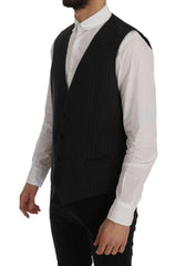 Dolce & Gabbana Gray STAFF Cotton Striped Vest -  Vests for Men Suits -  Dolce & Gabbana.
