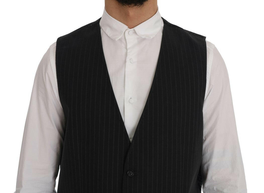 Dolce & Gabbana Gray STAFF Cotton Striped Vest -  Vests for Men Suits -  Dolce & Gabbana.