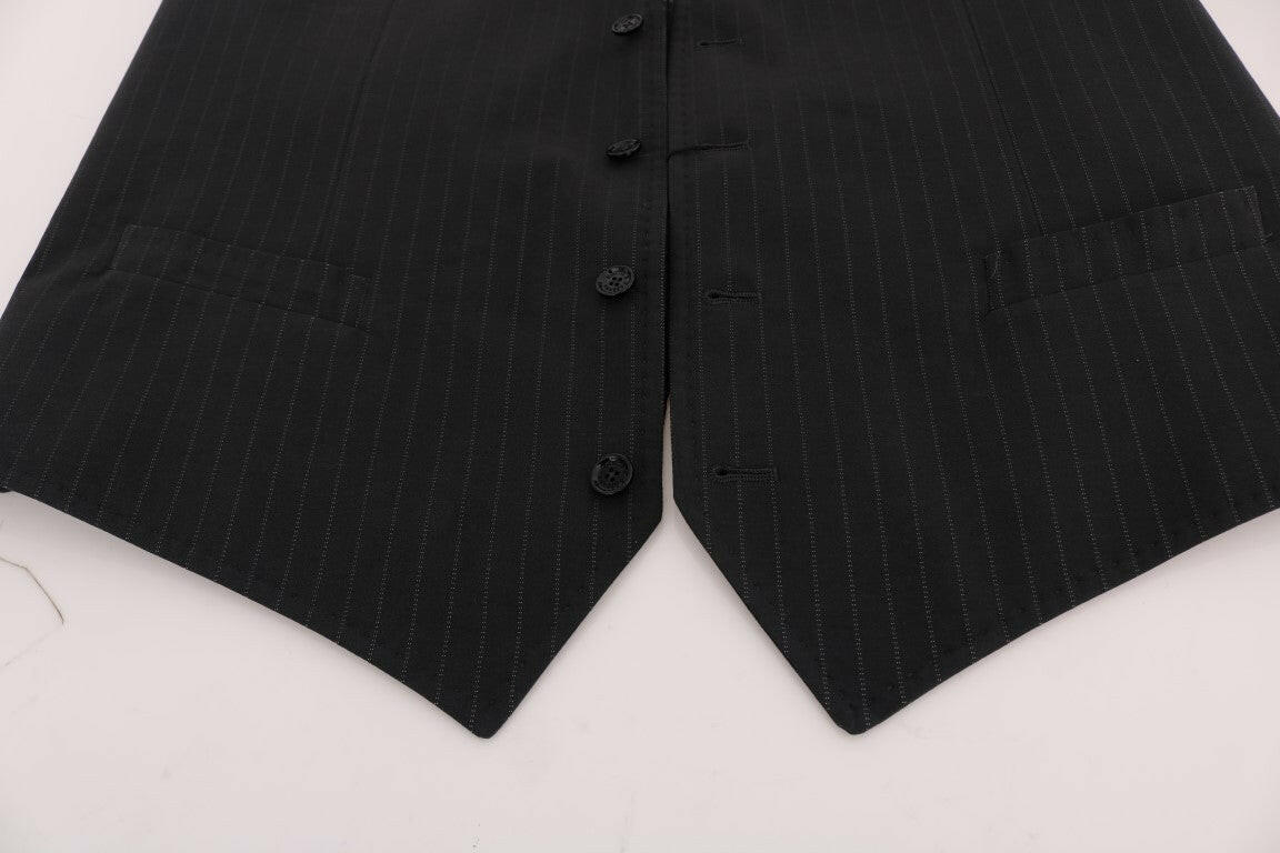 Dolce & Gabbana Gray STAFF Cotton Striped Vest -  Vests for Men Suits -  Dolce & Gabbana.