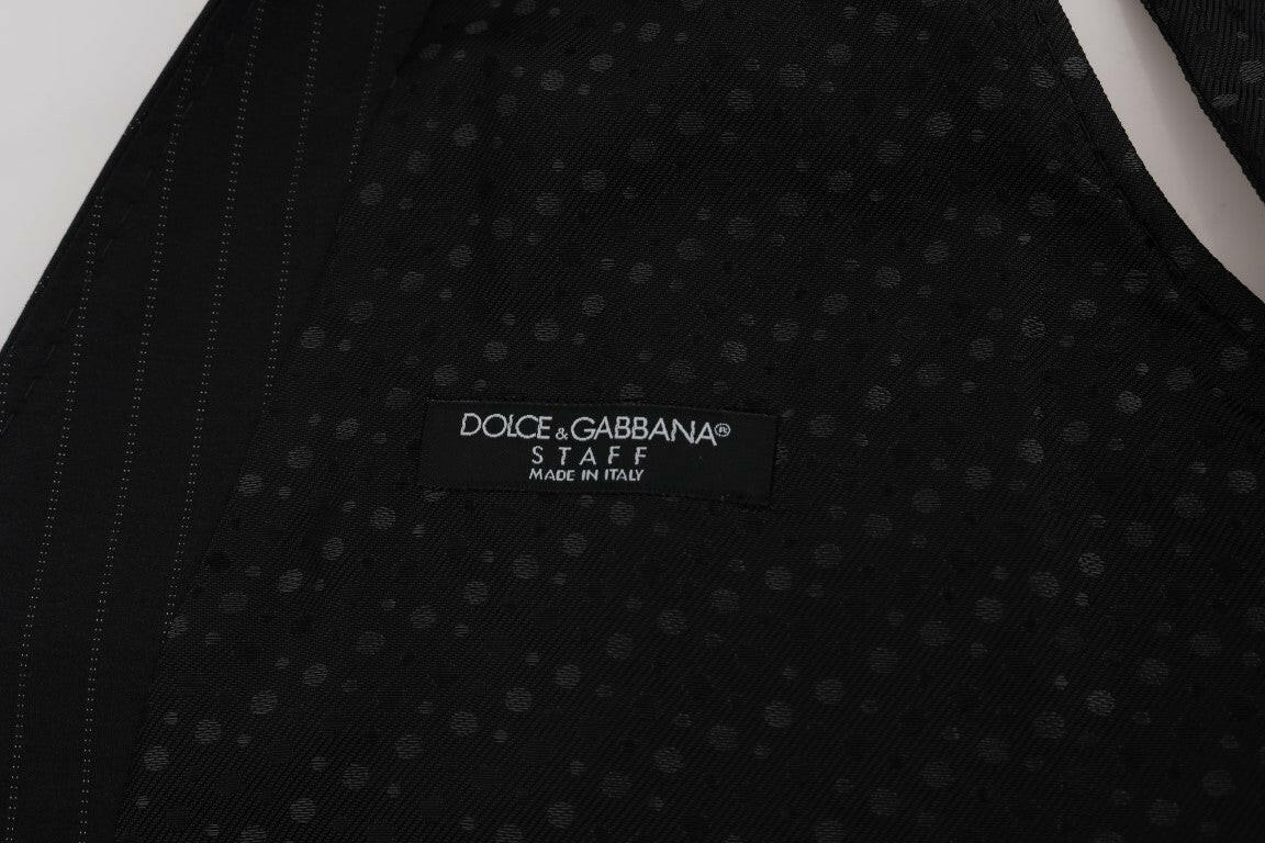 Dolce & Gabbana Gray STAFF Cotton Striped Vest -  Vests for Men Suits -  Dolce & Gabbana.