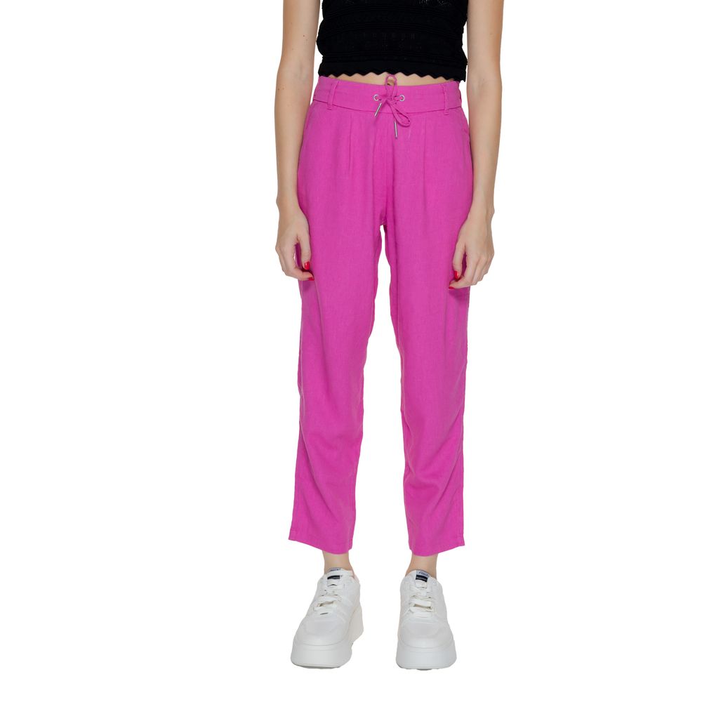 Only - Effortless Linen Blend Pleated Trousers - Pink