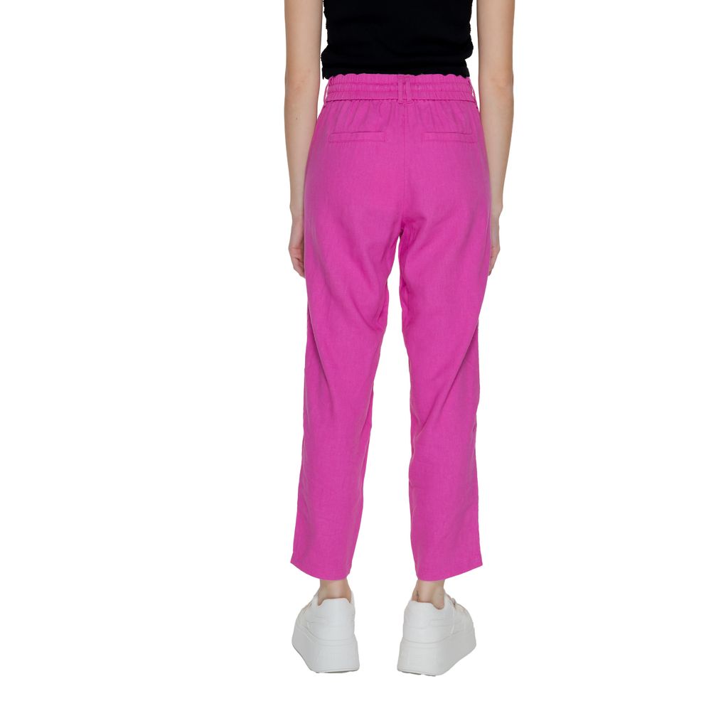 Only - Effortless Linen Blend Pleated Trousers - Pink