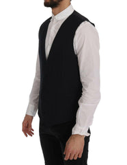 Dolce & Gabbana Black STAFF Wool Striped Vest -  Vests for Men Suits -  Dolce & Gabbana.