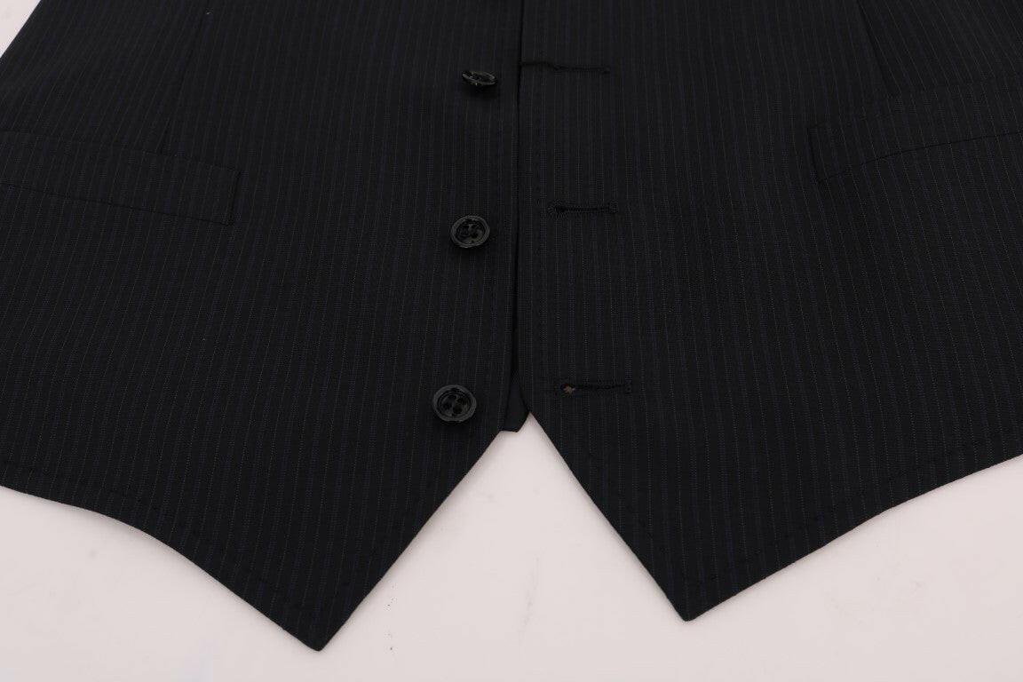 Dolce & Gabbana Black STAFF Wool Striped Vest -  Vests for Men Suits -  Dolce & Gabbana.