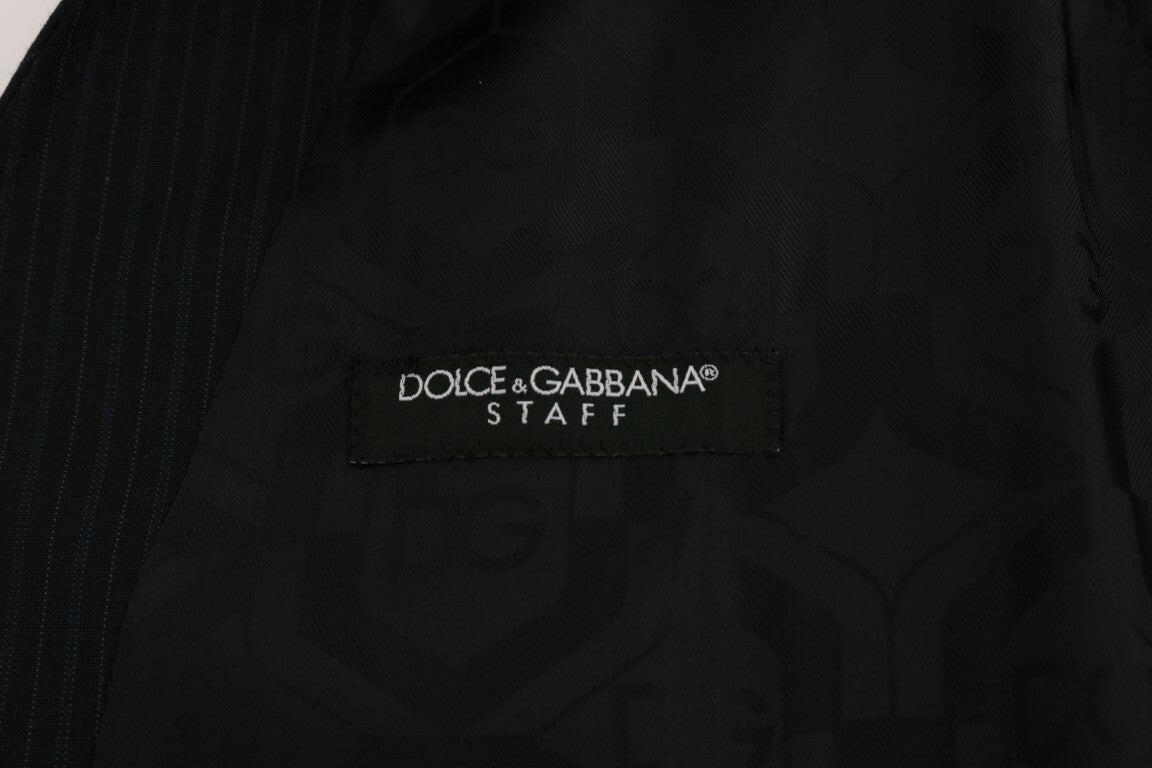 Dolce & Gabbana Black STAFF Wool Striped Vest -  Vests for Men Suits -  Dolce & Gabbana.