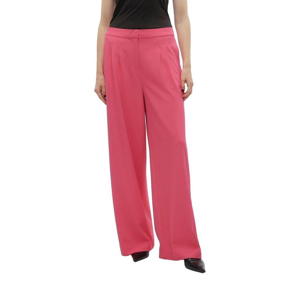 Vero Moda - Elegant Wide Leg Pleated Palazzo Trousers - Pink